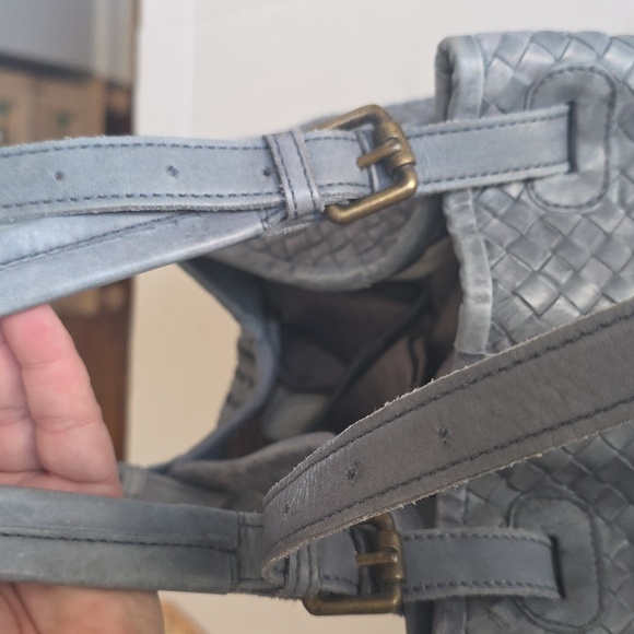Valentina Gray Woven 100% Leather Bag. Made In Italy - Picture 8 of 13
